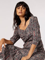 Apricot Black Paisley Long Sleeve Dress - Image 5 of 5