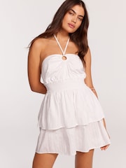 Victoria's Secret White Dobby Halterneck Beach 100% Cotton Dress - Image 1 of 7