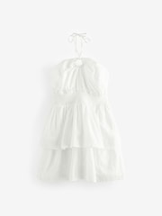 Victoria's Secret White Dobby Halterneck Beach 100% Cotton Dress - Image 6 of 7