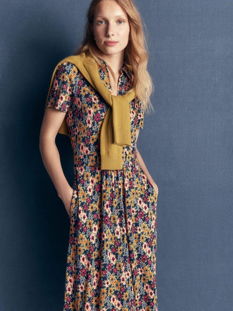 Boden Brown Floral Heidi Jersey Midi Tea Dress - Image 1 of 6 Boden Brown Floral Heidi Jersey Midi Tea Dress - Image 1 of 6