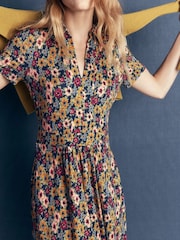 Boden Brown Floral Heidi Jersey Midi Tea Dress - Image 2 of 6