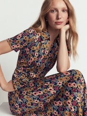 Boden Brown Floral Heidi Jersey Midi Tea Dress - Image 5 of 6