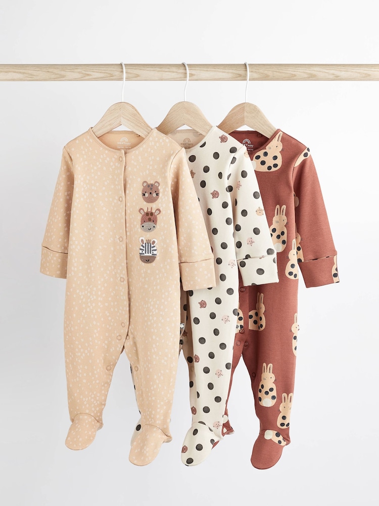 Orange Baby Character Sleepsuits 3 Pack (0-3yrs) - Image 1 of 13