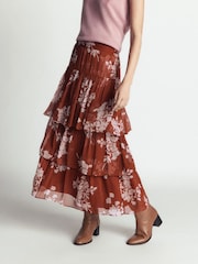 Rot - Boden Tiered Ruffle Midi Skirt - Bild 3 von 6