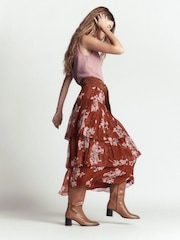 Rot - Boden Tiered Ruffle Midi Skirt - Bild 4 von 6