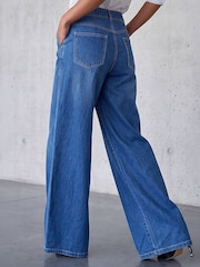 Plavo - Roman Palazzo Teksas Pantalone - Slika 4 od 4