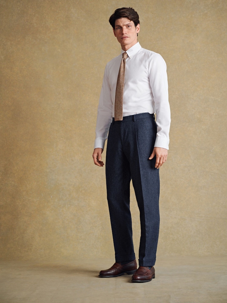 Barbour® Blue Donegal Slim Fit Suit Trousers - Image 1 of 8