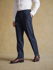 Barbour® Blue Donegal Slim Fit Suit Trousers - Image 2 of 8