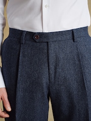 Barbour® Blue Donegal Slim Fit Suit Trousers - Image 4 of 8