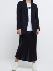 River Island Black Easy Bias Satin Maxi Skirt - Image 1 of 6