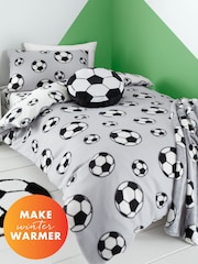 Catherine Lansfield Grey Spot Football Cosy Fleece Reversible Duvet Cover Set - Image 1 of 4