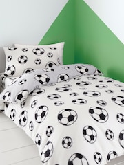 Catherine Lansfield Grey Spot Football Cosy Fleece Reversible Duvet Cover Set - Image 2 of 4