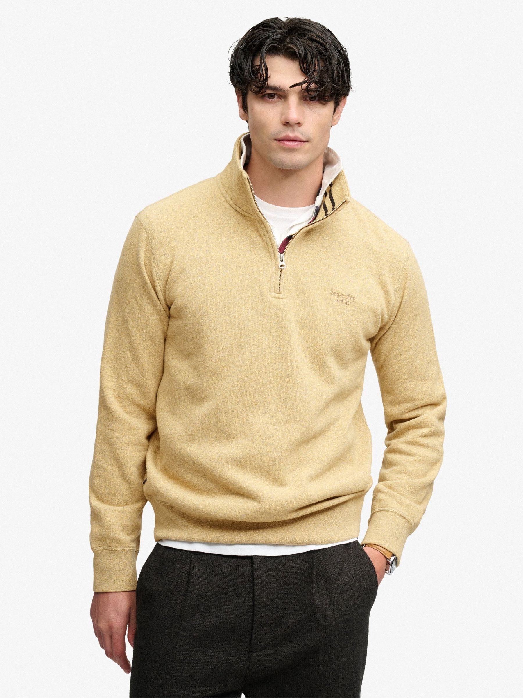Superdry Beige 1/4 Zip Sweatshirt Essential Serif - Image 3