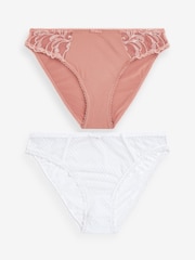 Rose Pink/White High Leg Embroidered Knickers 2 Pack - Image 8 of 11