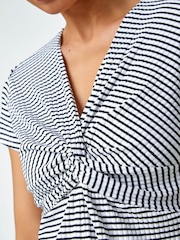 Roman Black Petite Stripe Twist Soft Stretch Top - Image 5 of 5