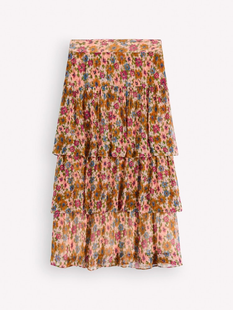 Pink - Boden Tiered Ruffle Midi Skirt - Bild 1 von 1
