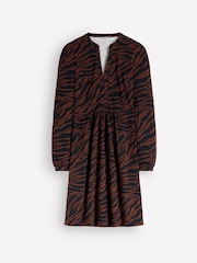 Boden Brown Zebra Print Long Sleeve Dress - Image 4 of 4