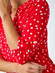 Roman Red Petite Polka Dot Stretch Button Detail Blouses - Image 5 of 5