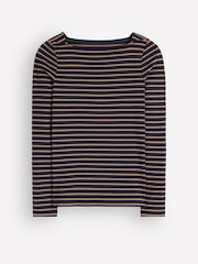 Boden Blue Square Neck Long Sleeve T-Shirt - Image 5 of 5