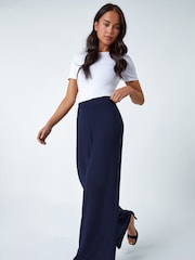 Roman Blue Petite Wide Leg Stretch Trousers - Image 3 of 5