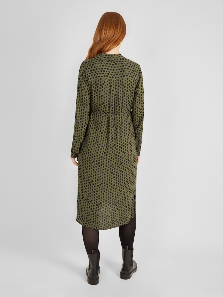 JoJo Maman Bébé Khaki Spot Maternity Shirt Dress - Image 3 of 4