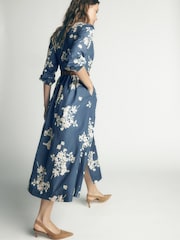 Bleu - Robe mi-longue en coton Nicola de Boden - Image 3 de 6