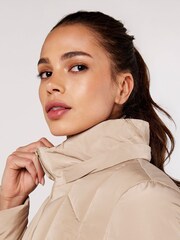 Apricot Cream Mixed Panel Hooded Puffer Jacket - Image 5 of 5