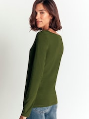Boden Green Square Neck Long Sleeve T-Shirt - Image 3 of 4