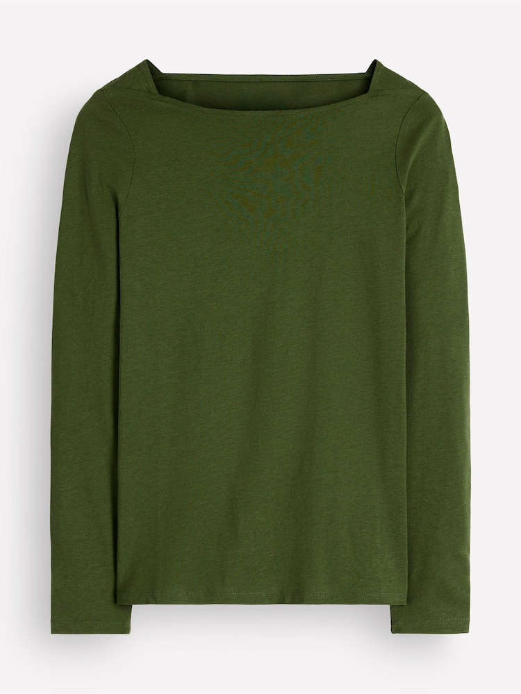 Boden Green Square Neck Long Sleeve T-Shirt - Image 4 of 4