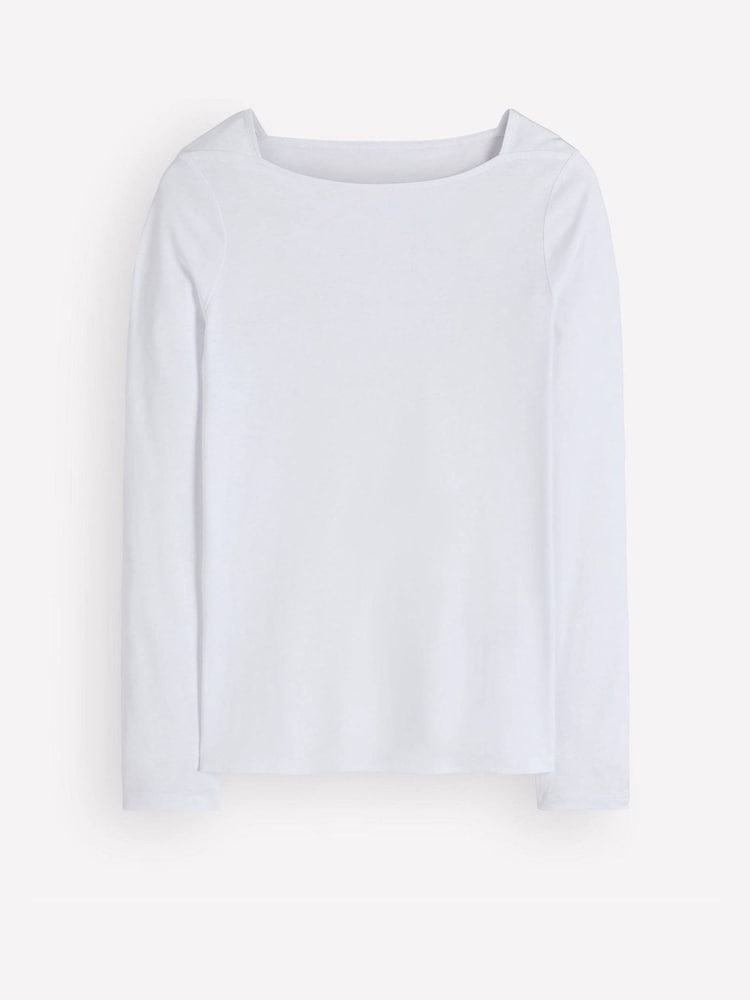 Boden White Square Neck Long Sleeve T-Shirt - Image 5 of 5 Boden White Square Neck Long Sleeve T-Shirt - Image 5 of 5