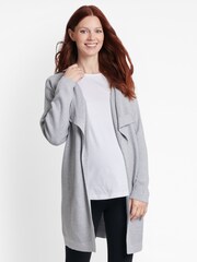 JoJo Maman Bébé Marl Grey Ottoman Stripe 4-in-1 Maternity & Nursing Cardigan - Image 4 of 5