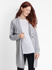 JoJo Maman Bébé Marl Grey Ottoman Stripe 4-in-1 Maternity & Nursing Cardigan - Image 5 of 5