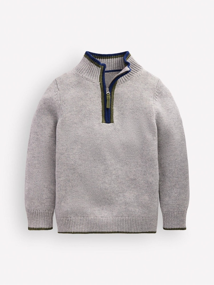 Boden Grey Heritage Half-Zip Jumper - Image 1 of 3