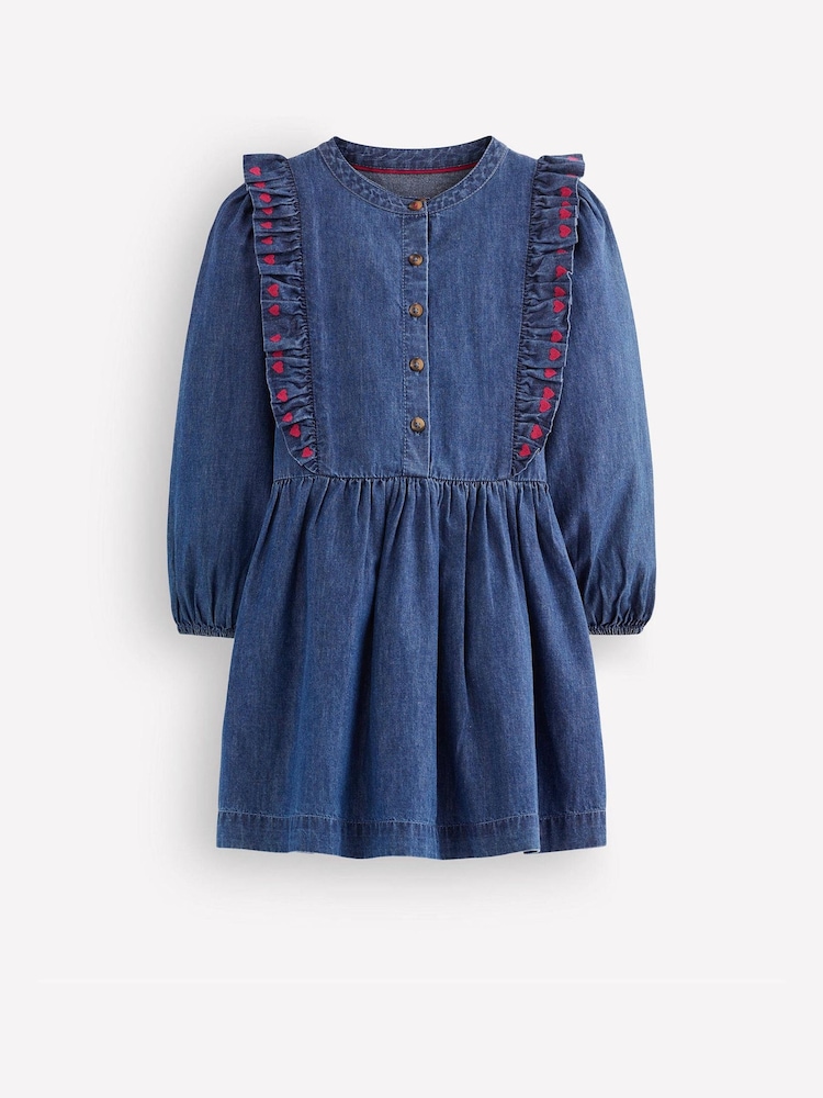 Boden Blue Winnie Frill Trim Shirt Dress - Image 1 of 3 Boden Blue Winnie Frill Trim Shirt Dress - Image 1 of 3