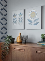 Art For The Home Set of 2 Grey Retro Floral Wall Art - Image 1 of 2