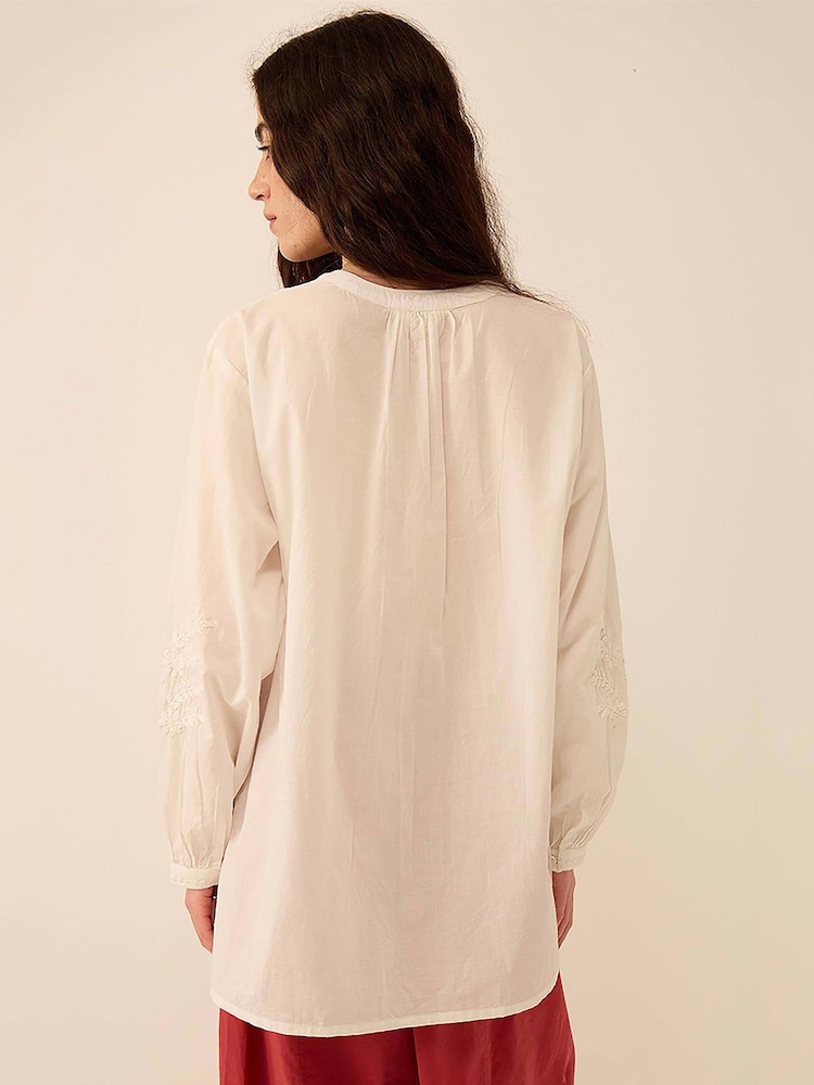 east White Alva Hand-Chikankari Embroidered Top - Image 2 of 4