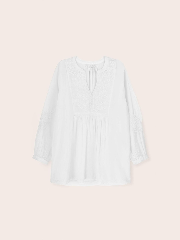 east White Alva Hand-Chikankari Embroidered Top - Image 4 of 4
