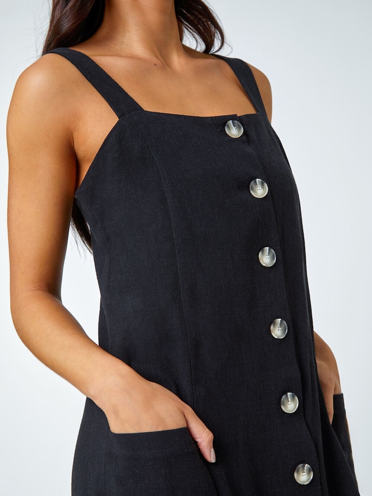 Roman Black Petite Button Front Pocket Dress - Image 5 of 5