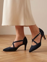 Jones Bootmaker Blue Leather Stiletto-Heeled Court Shoes - Image 1 of 6