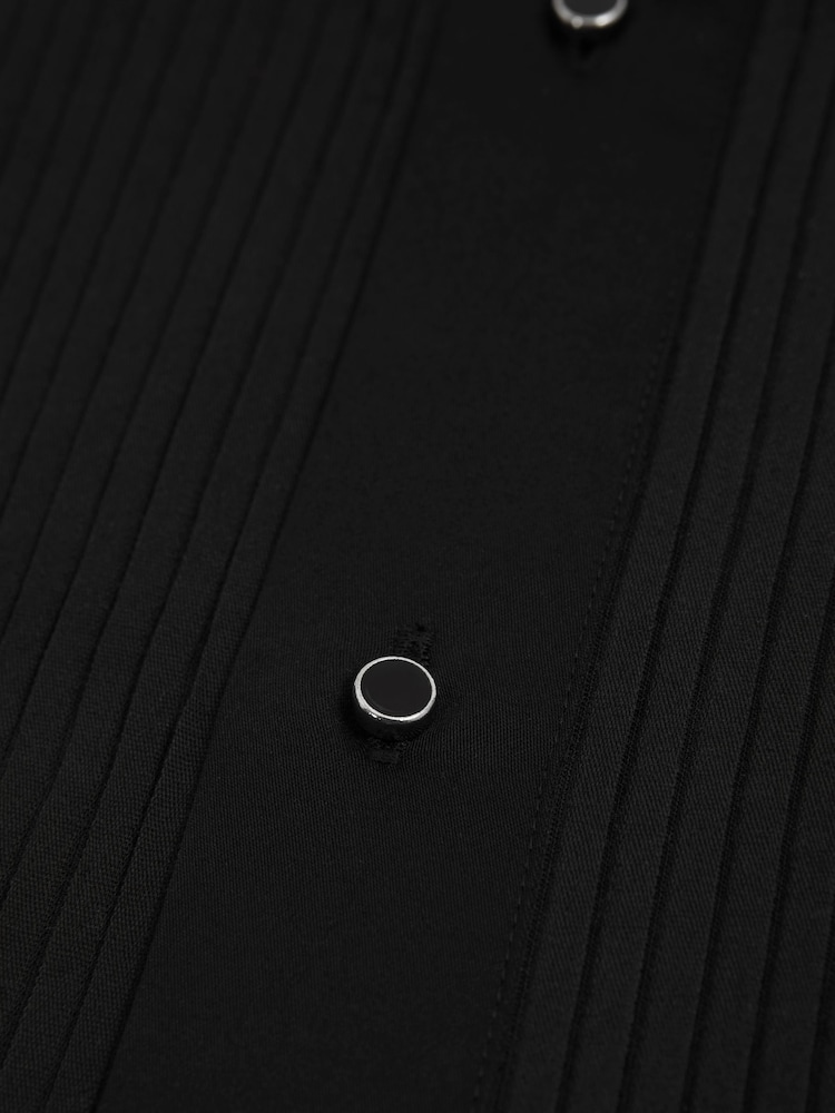 Reiss Black Marcel - Double Cuff Slim Fit Double Cuff Tuxedo Shirt - Image 8 of 8