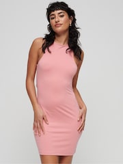 Superdry Pink Jersey Cross Back Mini Dress - Image 1 of 3
