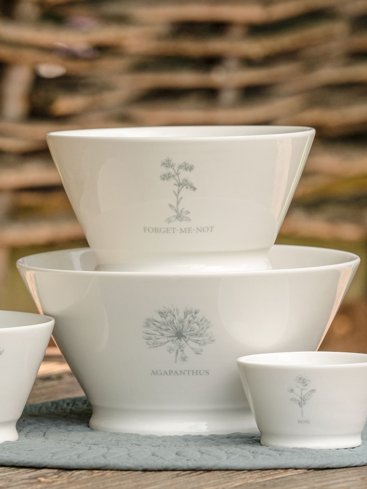 Mary Berry White Garden Agapanthus Large Serving Bowl - Image 2 of 4