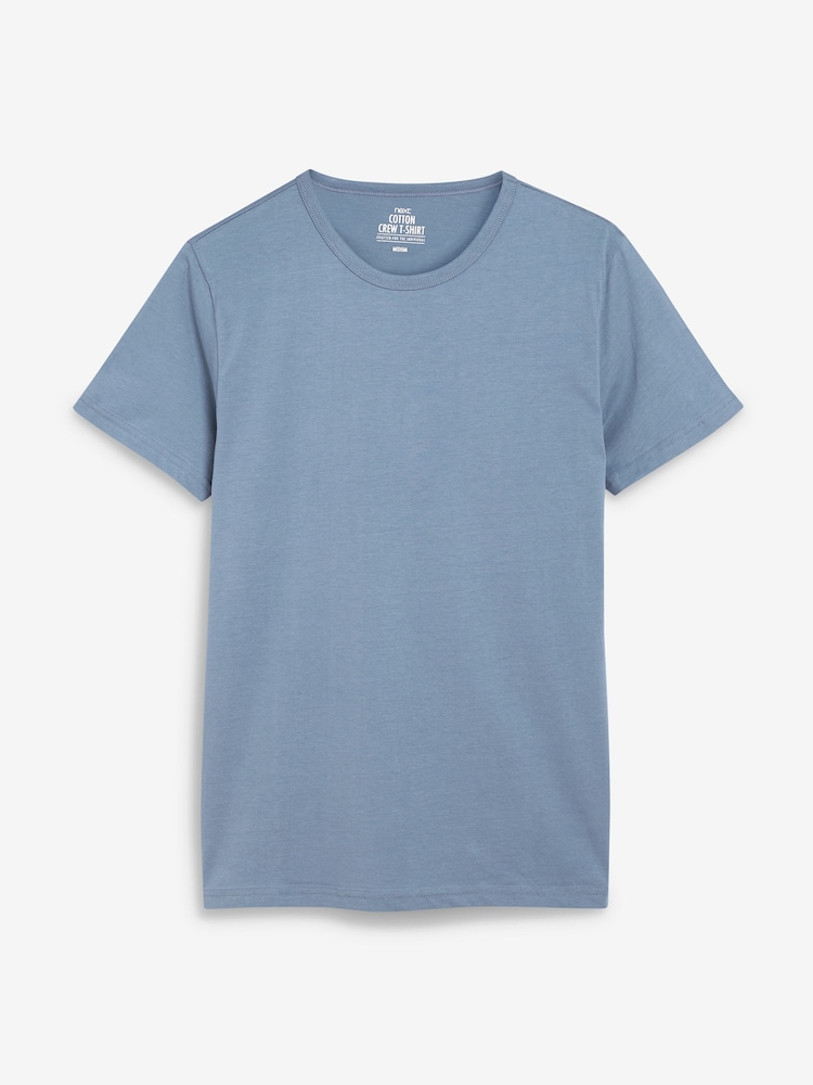 Navy Blue/Blue/White/Grey Marl/Blue Marl Slim T-Shirts 5 Pack - Image 2 of 6
