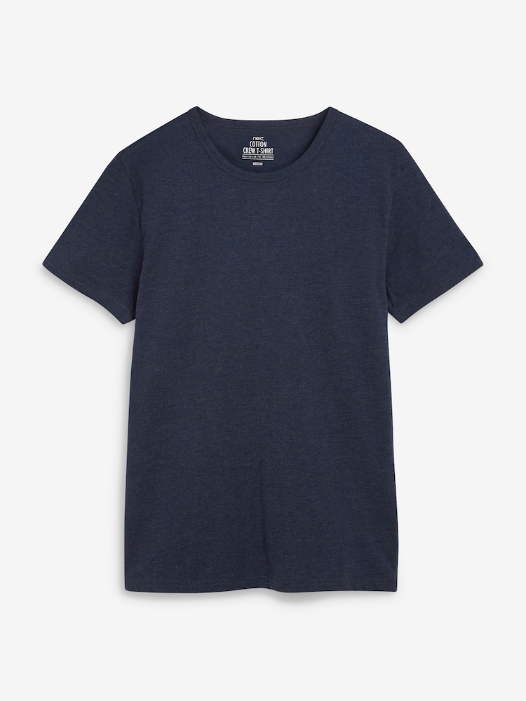Navy Blue/Blue/White/Grey Marl/Blue Marl Slim T-Shirts 5 Pack - Image 5 of 6