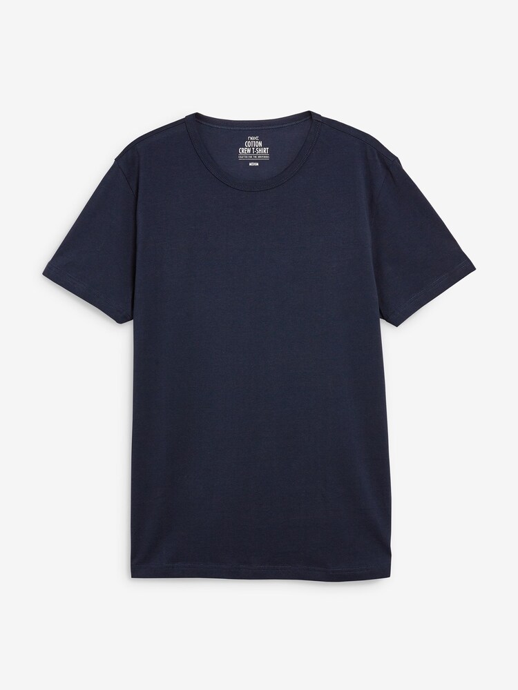 Navy Blue/Blue/White/Grey Marl/Blue Marl Slim T-Shirts 5 Pack - Image 6 of 6
