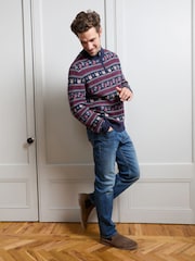 JoJo Maman Bébé Navy Blue Men's Long Sleeve Christmas Fairisle Jumper - Image 1 of 4