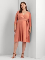 Lauren Ralph Lauren Curve Midi Surplice Dress - Image 1 of 8