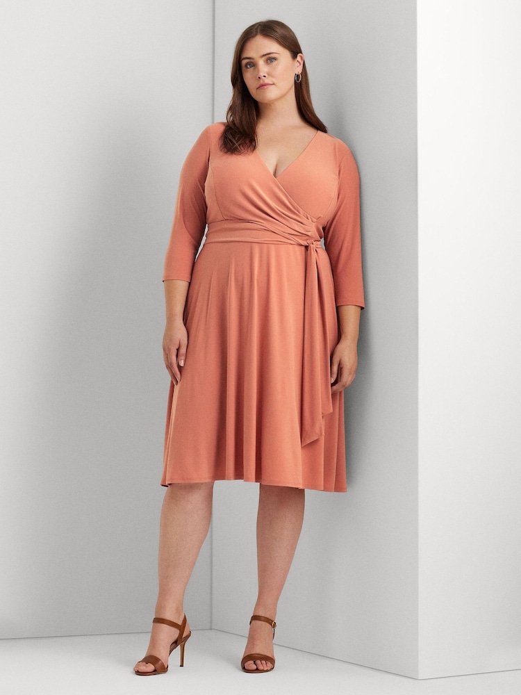 Lauren Ralph Lauren Curve Midi Surplice Dress - Image 1 of 8