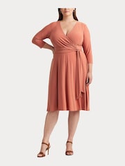 Lauren Ralph Lauren Curve Midi Surplice Dress - Image 4 of 8