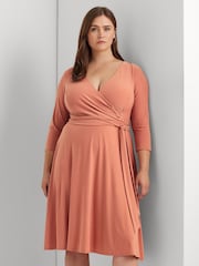 Lauren Ralph Lauren Curve Midi Surplice Dress - Image 5 of 8